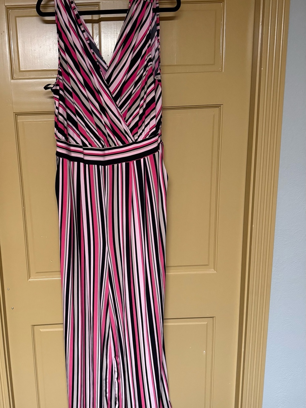 Torrid Pink Black Stripe Surplice Wide Leg Jumpsuit Size 2 NWT